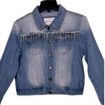 The Style Between Us Denim Fringe Rhinestone Fringe Jean Jacket Size Medium Photo 0