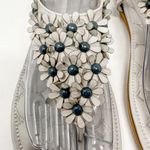 Siketu Gray Floral Beaded Embellished Slingback Thong Sandals, EUC, Size 8 Photo 5