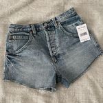 Free People high waisted mid blue raw hem shorts NWT size 26 Photo 2