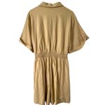 Womens XL Romper Shorts Linen Jumpsuit Classic Resort Elegant Preppy Boho Cruise Tan Photo 9