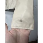 Nine West Women’s  Faux Leather Moto Jacket Size Small Cream Zip Pockets Photo 8