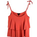 J. Crew Size L Sweater Tank Top Merino Wool Tiered Neon Coral Tie Strap Crop Pink Photo 2