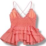Chelsea and Violet NWOT Womens Coral Pink Ruffled Peplum Spaghetti Strap Top Size S Photo 2
