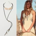 Free People Katie Leather Shell Choker NWT Layered Necklace Beach Bohemian Surf Photo 6
