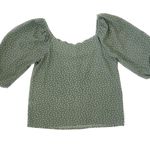 Monteau  Los Angeles | Sage Green Polka Dot Peasant Top | Small Photo 0