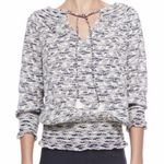 Tory Burch Nadia Embroidered Leaf Smocked Peasant Top Blouse Tassel Size 4 Photo 0