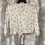 Just Polly floral crocheted lace v neck waist length 3/4 puff sleeve size large Photo 1