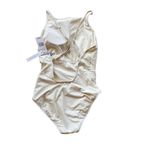 Bleu Rod Beattie  Belted One Piece Swimsuit Molded Cups Sweetheart Neck White 10 Photo 2