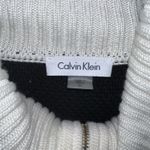 Calvin Klein EUC  Cream Black Long Zip Front Duster Sweater Dress Medium Photo 2