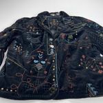 Chico’s Black Velvet Floral Tribal Folk Studded Jacket Size 12 (Chico’s 2) Photo 8