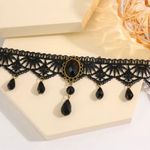 Gorgeous Retro Style Tassel Crystal‎ Lace Necklace Faux Fashion Jewelry Black Photo 2