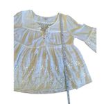 Crown & Ivy White Tiered Eyelet Boho Peasant Top 3/4 Bell Sleeves Sz M Photo 4