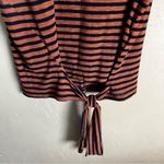 O'Neill  Chesapeak Burnt Orange Black Striped Tie Front Knit Beach Top Photo 4
