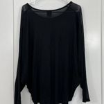 Haute Hippie XS Black Mixed Media Modal 3/4 Dolman Sleeve Blouse Top Photo 8