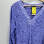 Fresh Produce Cover Up Women Medium Periwinkle Blue Eyelet 3/4 Sleeve NWT Photo 2