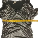 Y2K Women's Metallic Silver Cold Shoulder Blouse Top Ruched Stretch Size M Party Size M Photo 5