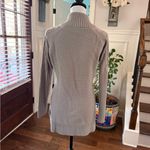 Venus NWOT Gray Cable Knit Faux Leather Zippered Tunic Cardigan Photo 3