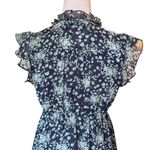 Papillon Floral Print Cap Sleeve V Neck Dress Ruffle Trim Lined Size Medium Photo 4