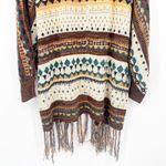 SPLA Womens Boho Ethnic Southwestern Knit Fringe Open Front Cardigan Size S Photo 7