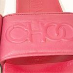 Jimmy Choo  Womens 39/9 Azari/F Leather Embossed Slides Sandals Dragon Fruit Pink Photo 2