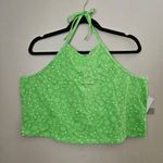 BP Halter Crop Top Neon Green Frosty Follard Floral Print Casual Neutral Photo 8