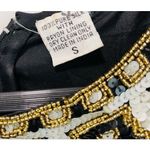 Vintage 80s Silk Beaded Sheath Dress, Formal, Black Tie Cocktail Kazar Blk/Gld Size 6 Photo 3