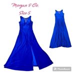 Morgan & Co. Blue Maxi Plunging V neck, Side Mesh Cutouts A Photo 1