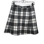 Loft WOMEN BLACK WHITE PLAID A LINE MINI SKIRT WOOL BLEND RUFFLE DETAIL SIZE 0 Photo 1