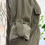 Bella Dahl Olive Green Corduroy Utility Western Style Button Down Shirt | M Photo 5