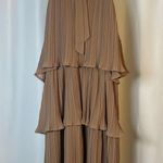 NEW Zesica XL Elegant Layered Pleated Midi Dress Wedding Formal High Neck Modest Brown Photo 1