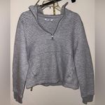 Athleta Ottoman Ribbed Quarter Zip Sweatshirt Light Gray Size M Photo 1