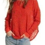 Free People Free‎ People Orange Red Floral Eyelet Not Cold In This Top Photo 0