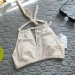 Time & Tru  Women's Pique Solid High Waist Bikini Swim TOP Size Small 4/6 cream Photo 1
