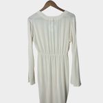 Tori Praver  Cream Metallic Stripe Long Sleeve Maxi Swim Cover Up Photo 8