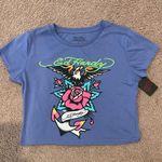 Ed Hardy  Pale Blue Graphic Print Crop Top Tee Photo 0