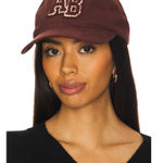 ANINE BING Jeremy Baseball Cap Letterman in Dark Burgundy One Size Womens Hat Photo 0