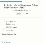 Anthropologie Short-Sleeve Collared Linen Maxi Shirt Dress in Black Size Medium Photo 3