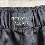 Victoria's Secret Black Satin Logo Print Sleep Shorts Pink Trim Women's Size XL Photo 2