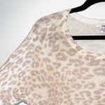 Bar III Cream Leopard Print Dolman Sleeve Tunic Thermal Sweater Photo 2