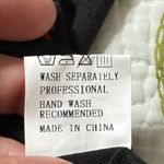 Women's medium Mexican V Neck Top Peasant Embroidered Blouse Short Sleeve Shirt Black Photo 9