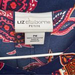 Liz Claiborne  petite Medium navy blue floral dress tie waist button front Photo 2