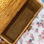 Vintage Tan Woven Shoulder Bag with Leather Strap Photo 6