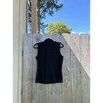 DKNY sleeveless Collared Ruffled Front Button Closure Black Sz Large Fall Winter Photo 6