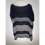 C&T Beach Black & White Striped Tassel Top Size Medium Photo 3