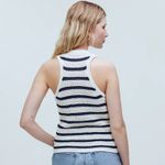 Madewell  Crochet-Knit Crewneck Sweater‎ Sleeveless Tank in Striped Sz L NEW Photo 1