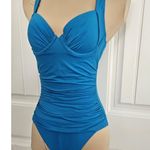 Tommy Bahama  Sz 6 Underwire Bra Halter Tie Neck Swimsuit Blue Ruched NWT Photo 2