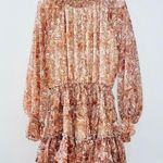 FATE. NWT Printed Highneck Long Sleeve Smocked Pullover Blouson Mini Dress Photo 1