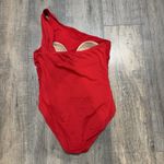 La Blanca One Piece One Shoulder Red Ruched Swimsuit Size 12 Slimming Resort Photo 1