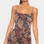 Pretty Little Thing New! PLT Snake mesh print dress with side ruching. Photo 1