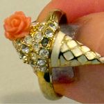 Gold Ice Cream Cone Fashion Ring with Rose Accent 5 Photo 3